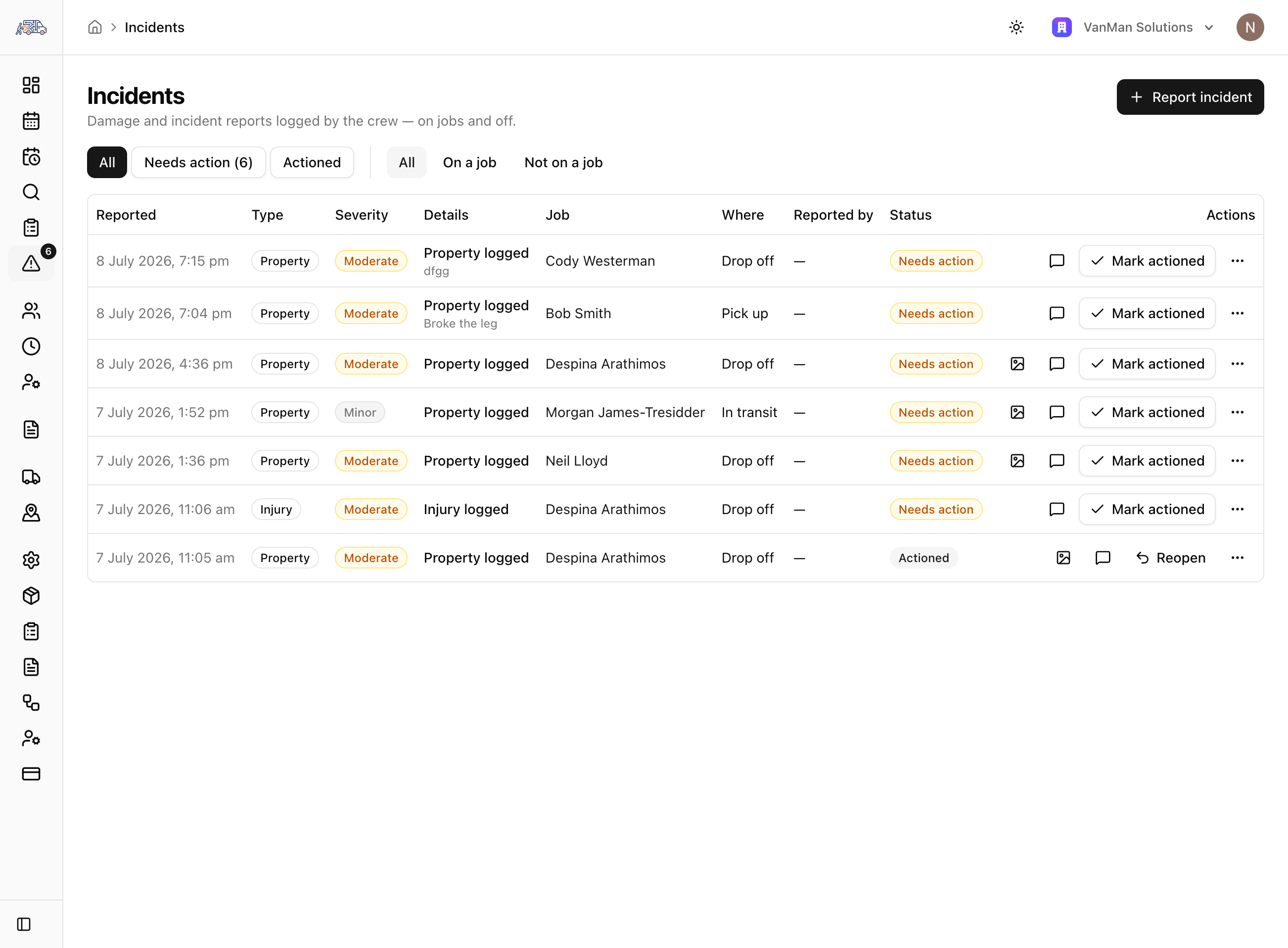 Incidents & Damage Reporting